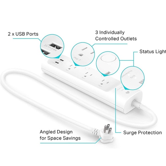 Kasa Smart WiFi Power Strip, 3-Outlets - Picture 5 of 7
